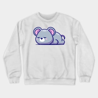 Cute mouse sleeping cartoon illustration Crewneck Sweatshirt